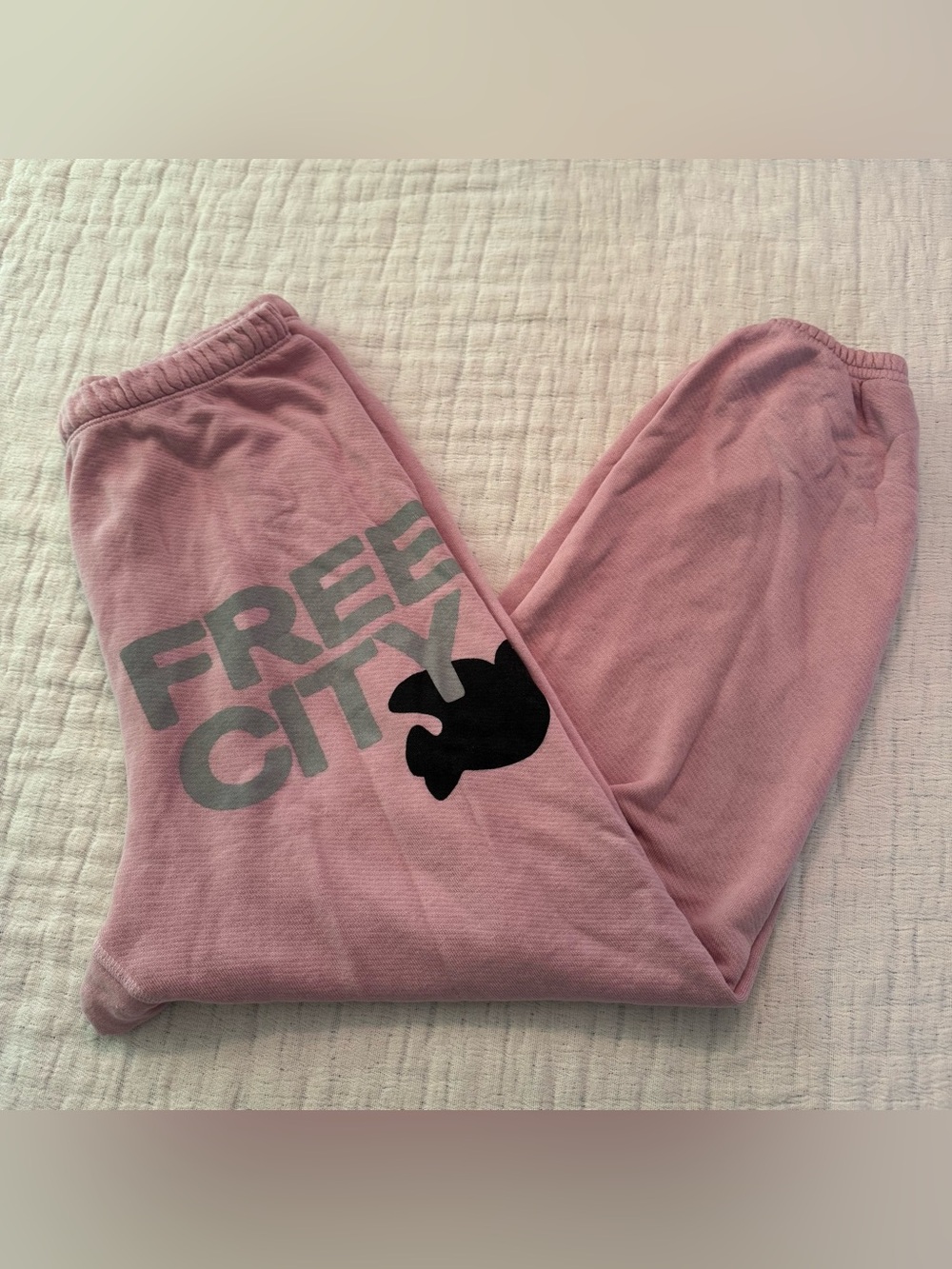 Free City Womans Jogger Sweatpants Size Small Logo Pink USA Lounge *no String*
